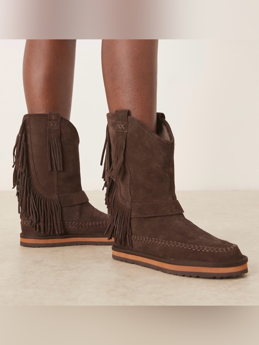 Free People Faye Fringe Pull on Boots